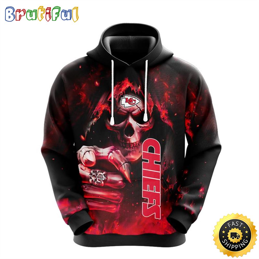 NFL Kansas City Chiefs 3D Hoodie All Over Print Skull Fashionable Game Time Attire