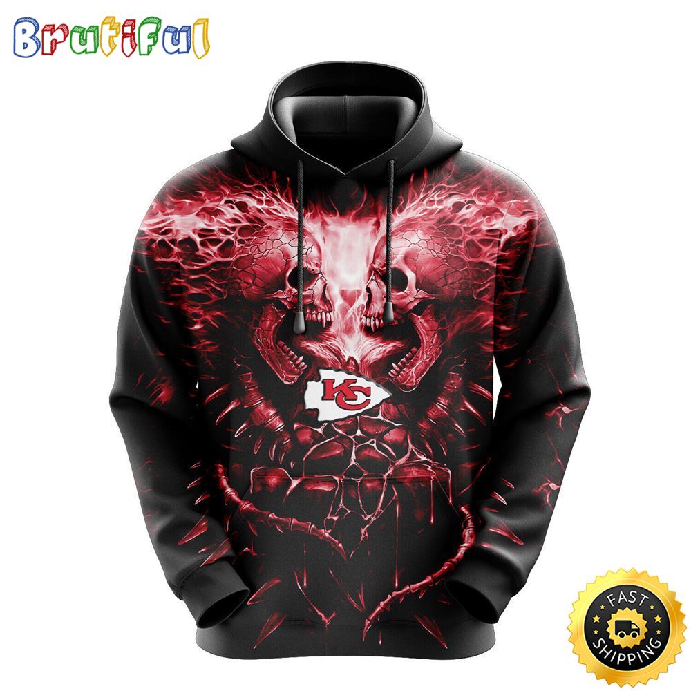 NFL Kansas City Chiefs 3D Hoodie All Over Print Skull Game Day Essential