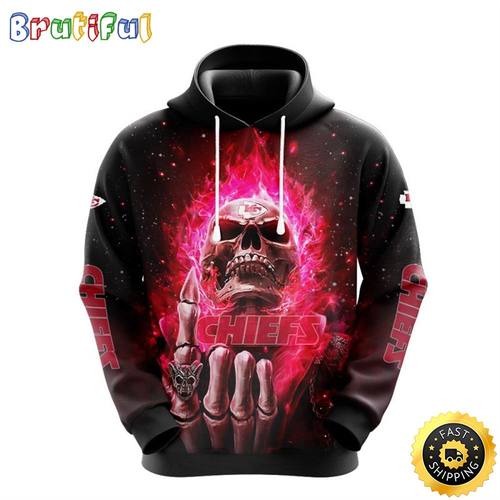 NFL Kansas City Chiefs 3D Hoodie All Over Print Skull Show Your Team Spirit