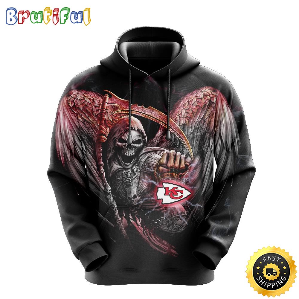 NFL Kansas City Chiefs 3D Hoodie All Over Print Skull Stay Cozy and Stylish