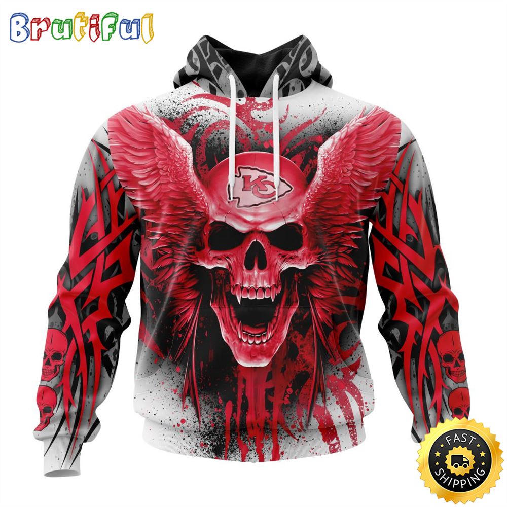 NFL Kansas City Chiefs 3D Hoodie All Over Print Special Kits With Skull Unite In Team Colors