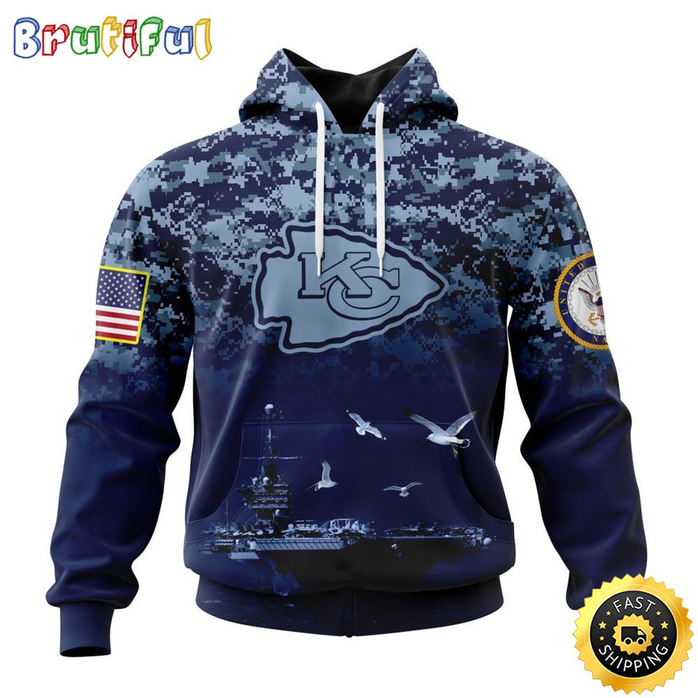 NFL Kansas City Chiefs 3D Hoodie Honor US Navy Veterans Stylish Gear For Fans