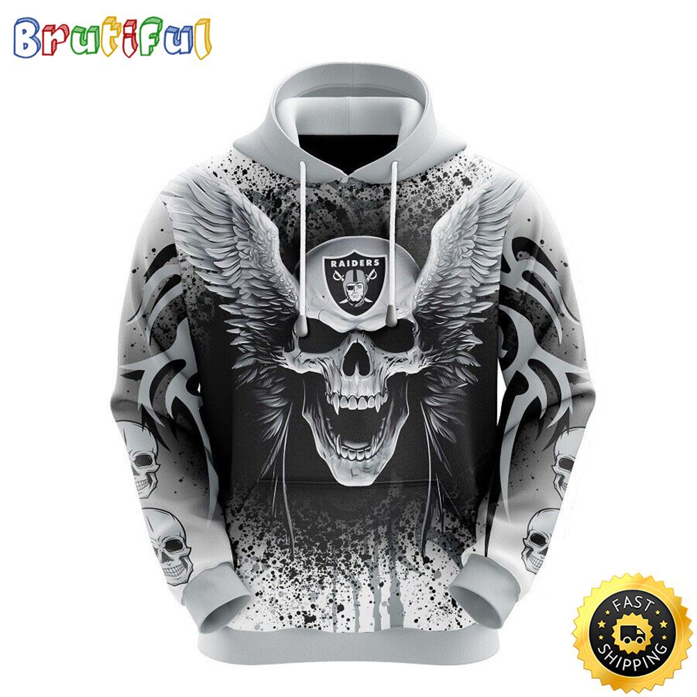 NFL Las Vegas Raiders 3D Hoodie All Over Print Skull Game Day Essential