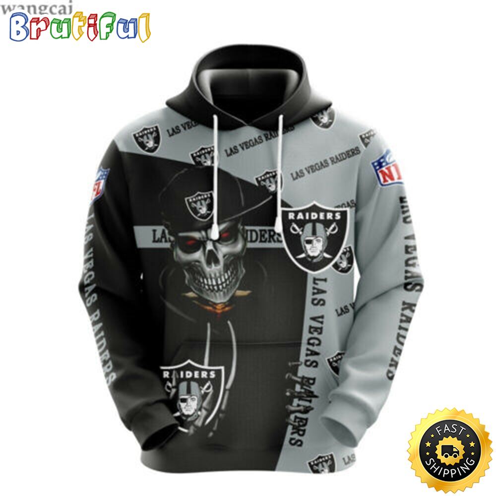 NFL Las Vegas Raiders 3D Hoodie All Over Print Skull Ultimate Fan Gear