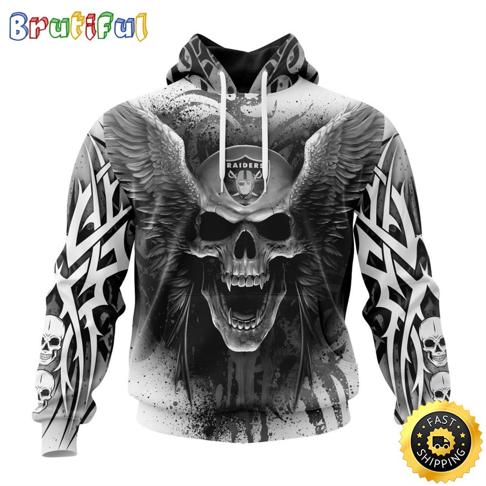 NFL Las Vegas Raiders 3D Hoodie All Over Print Special Kits With Skull Unite In Team Colors