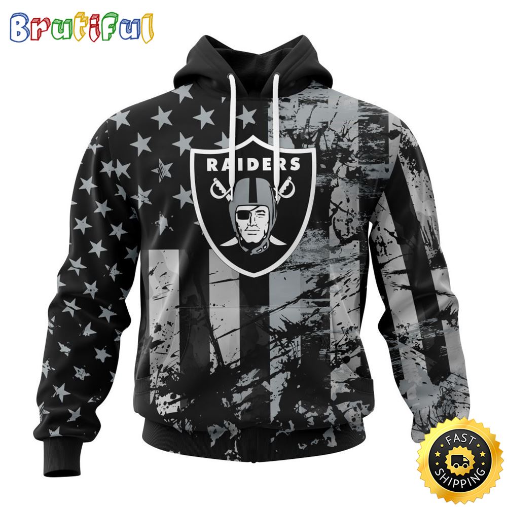 NFL Las Vegas Raiders 3D Hoodie Classic Grunge American Flag Stylish Warmth For Fans