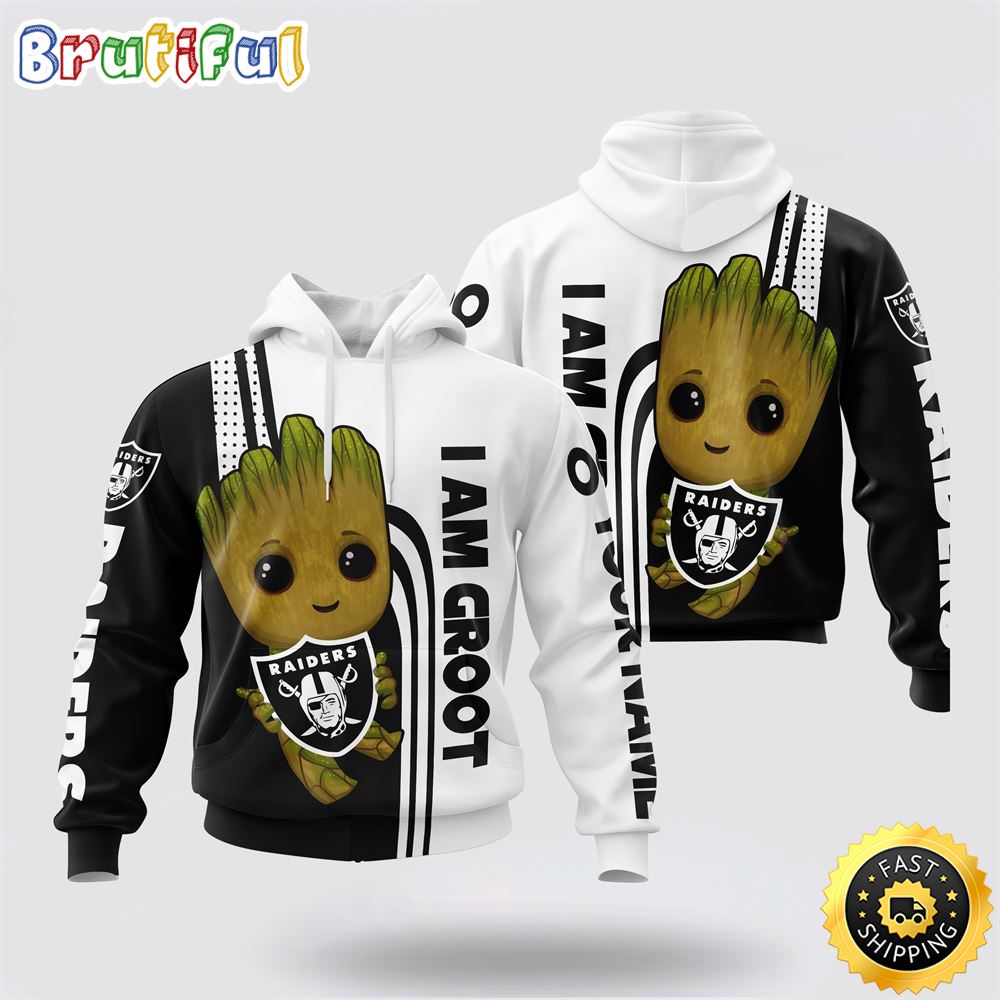 NFL Las Vegas Raiders 3D Hoodie Groot Score Big On Game Day