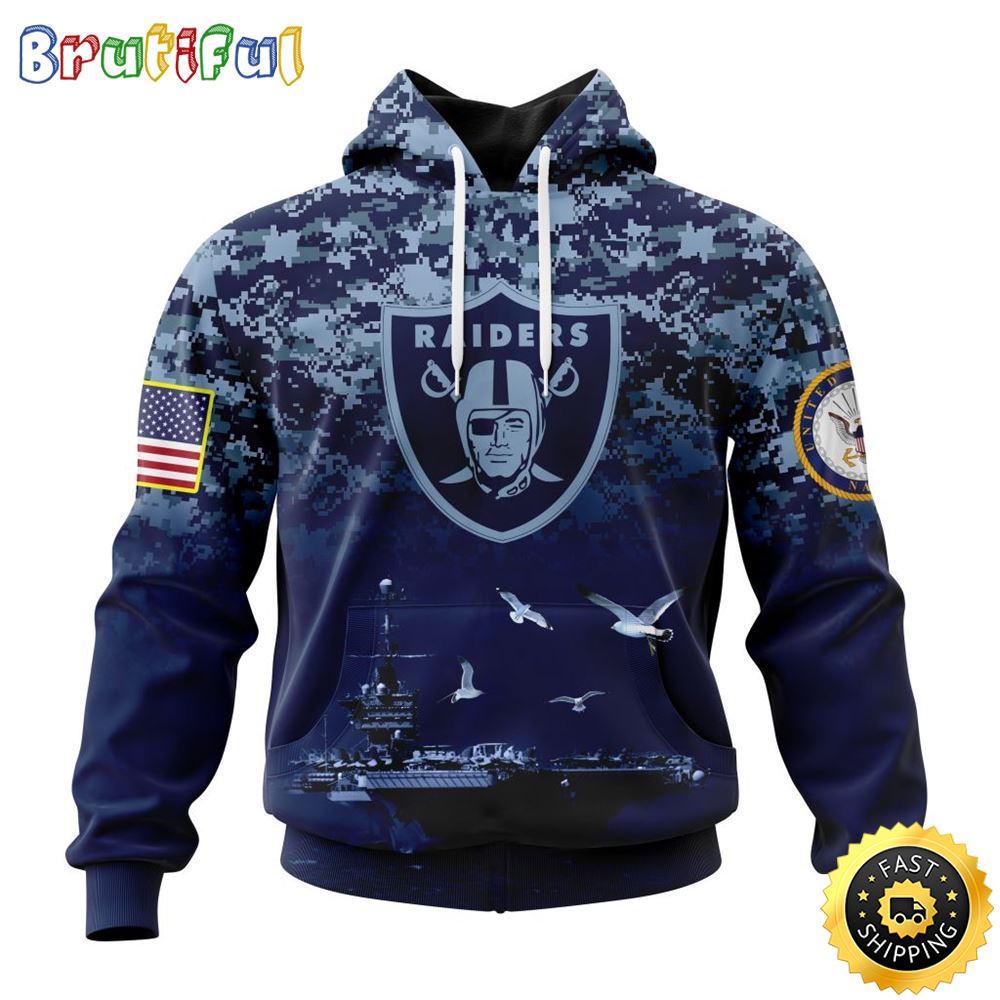 NFL Las Vegas Raiders 3D Hoodie Honor US Navy Veterans Stylish Gear For Fans