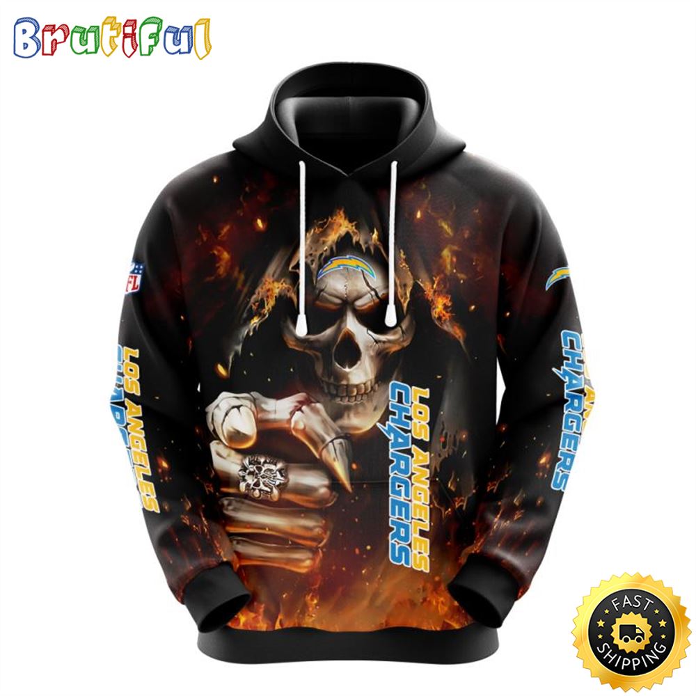 NFL Los Angeles Chargers 3D Hoodie All Over Print Skull Embrace Team Pride