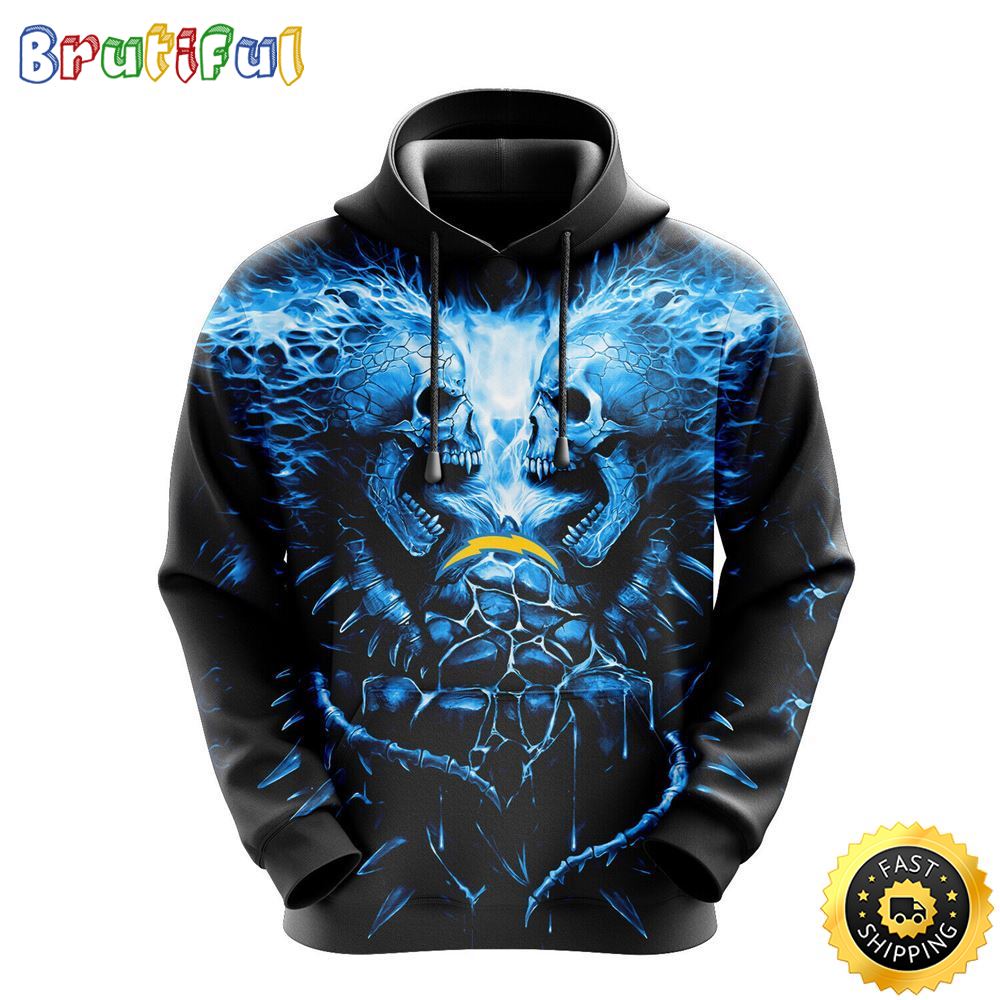 NFL Los Angeles Chargers 3D Hoodie All Over Print Skull Game Day Essential