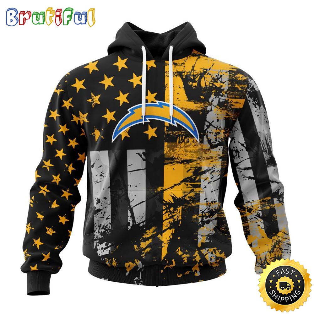 NFL Los Angeles Chargers 3D Hoodie Classic Grunge American Flag Stylish Warmth For Fans