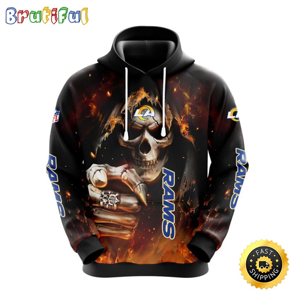 NFL Los Angeles Rams 3D Hoodie All Over Print Skull Game Day Essential