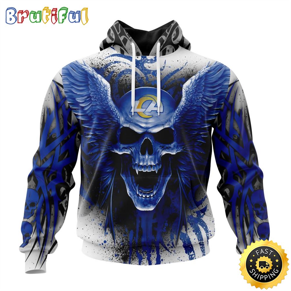 NFL Los Angeles Rams 3D Hoodie All Over Print Special Kits With Skull Unite In Team Colors