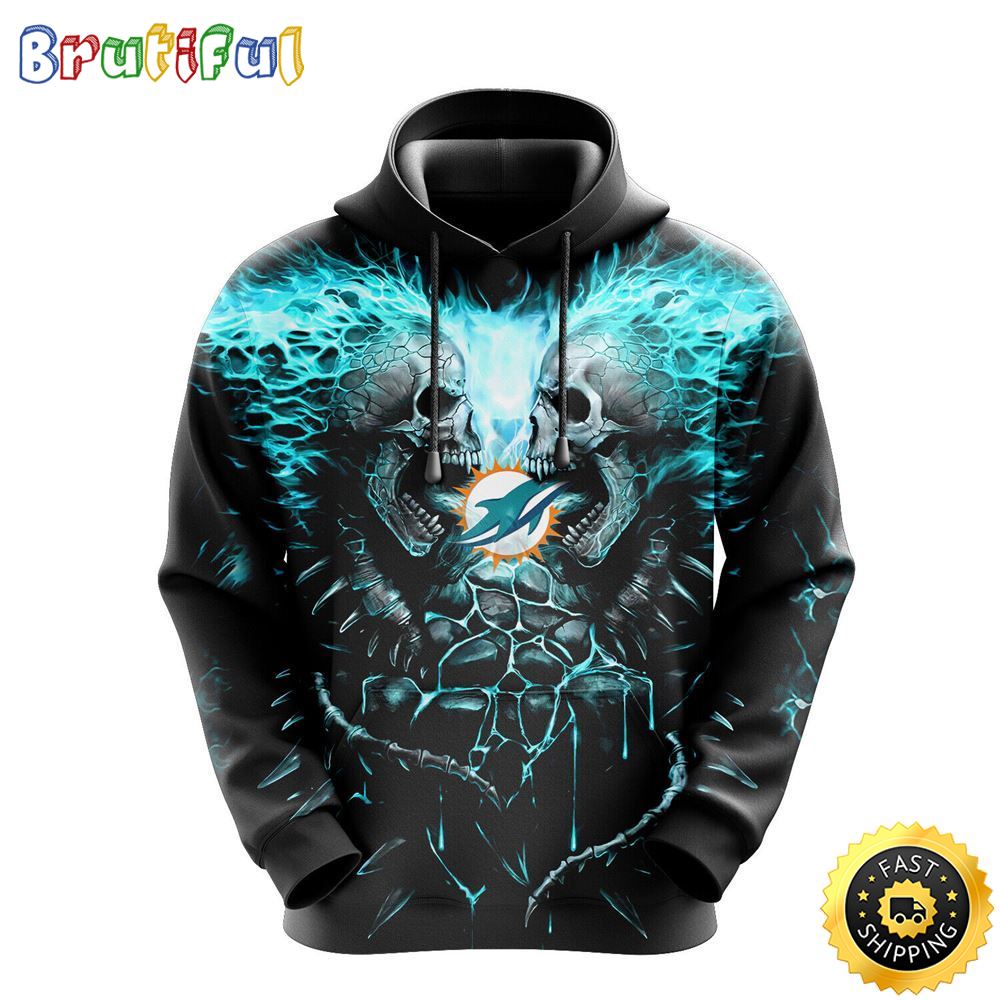 NFL Miami Dolphins 3D Hoodie All Over Print Skull Game Day Essential