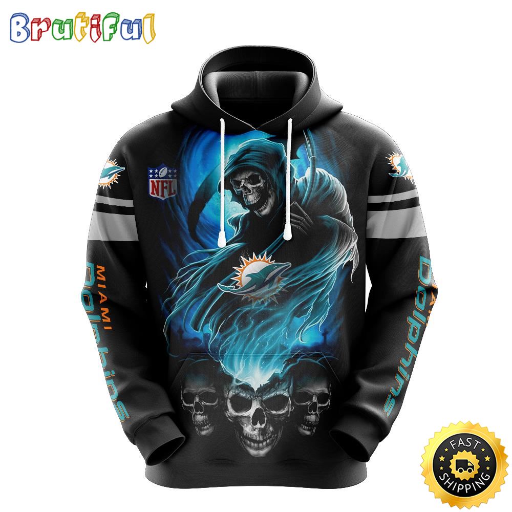 NFL Miami Dolphins 3D Hoodie All Over Print Skull Stay Cozy and Stylish