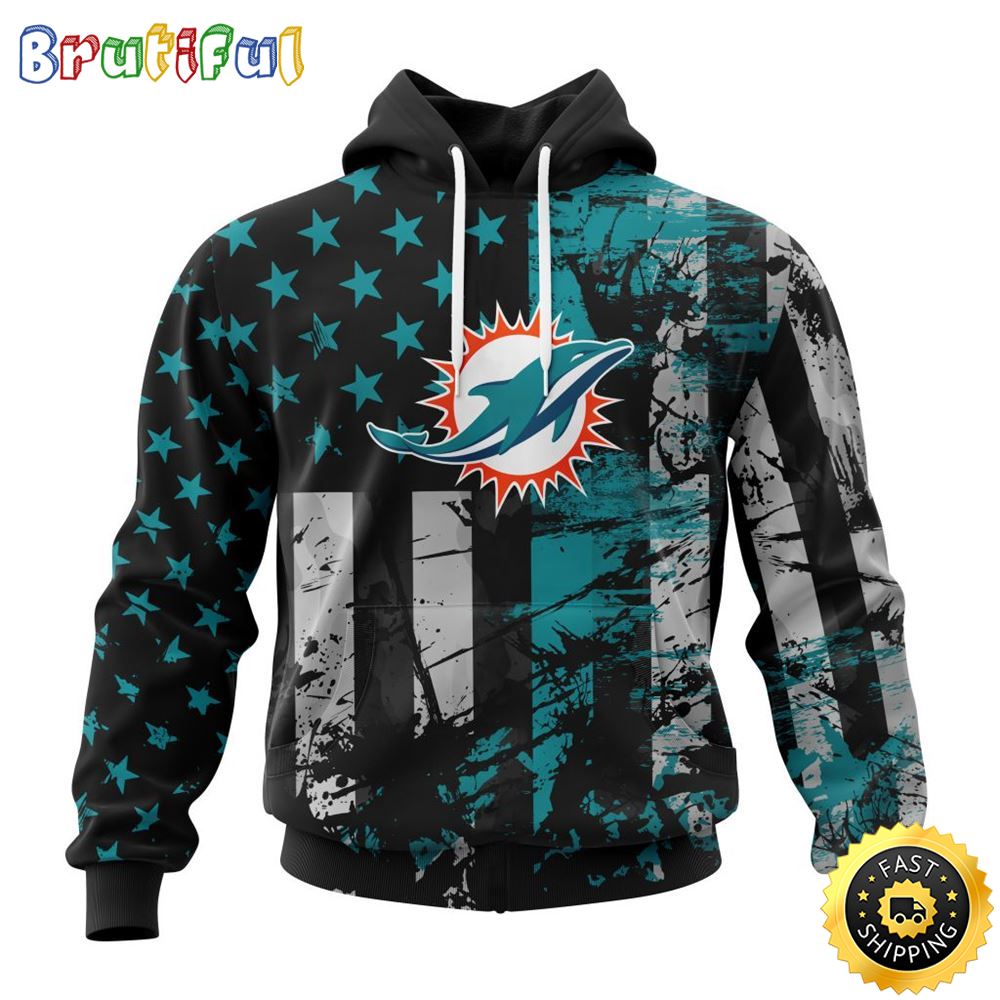 NFL Miami Dolphins 3D Hoodie Classic Grunge American Flag Stylish Warmth For Fans