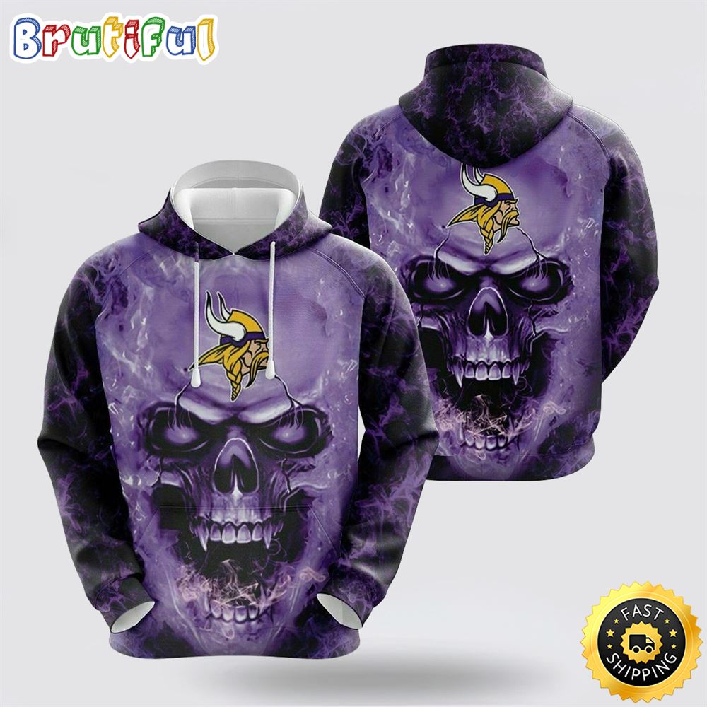 NFL Minnesota Vikings 3D Hoodie All Over Print Shirts Skull Elevate Your Game Day Look