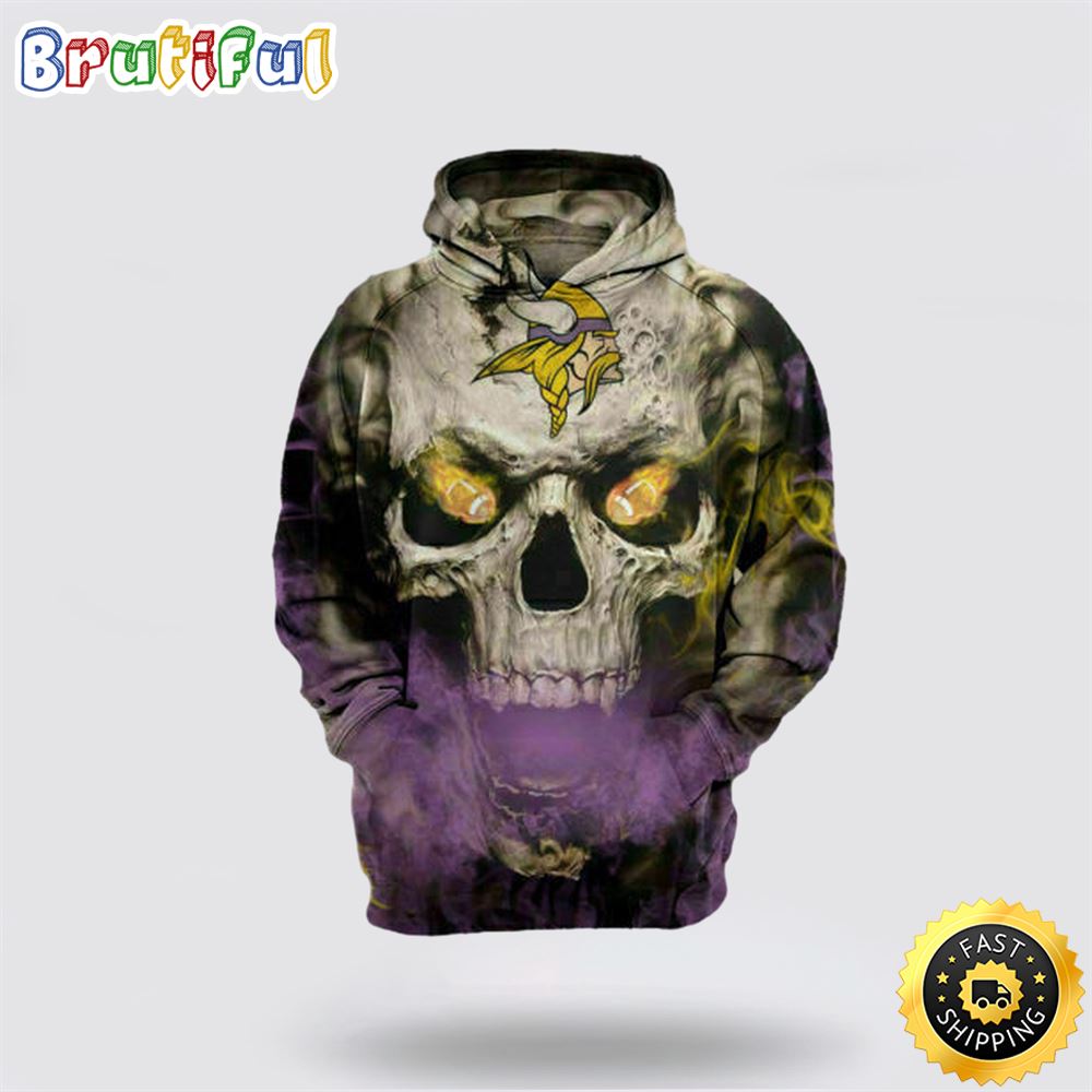 NFL Minnesota Vikings 3D Hoodie All Over Print Shirts Skull Stay Cozy And Stylish