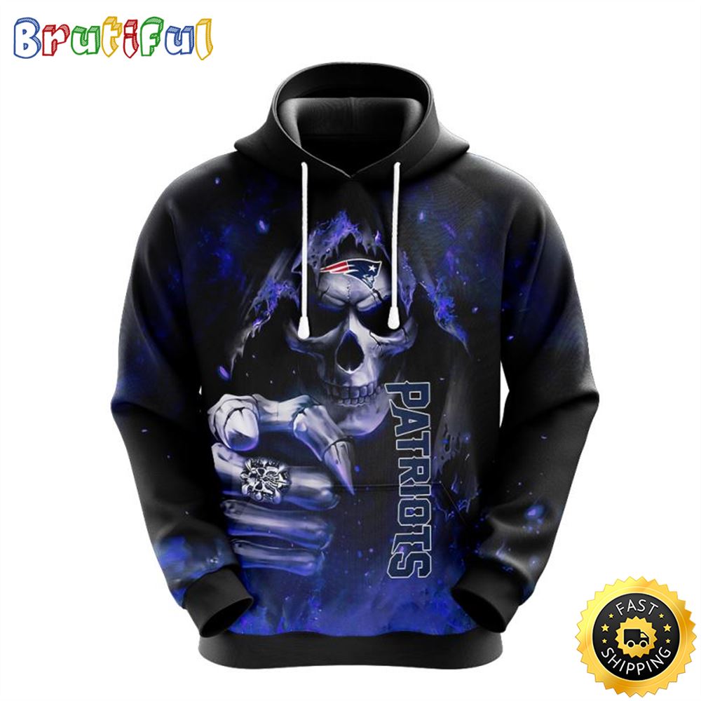 NFL New England Patriots 3D Hoodie All Over Print Skull Show Your Team Spirit