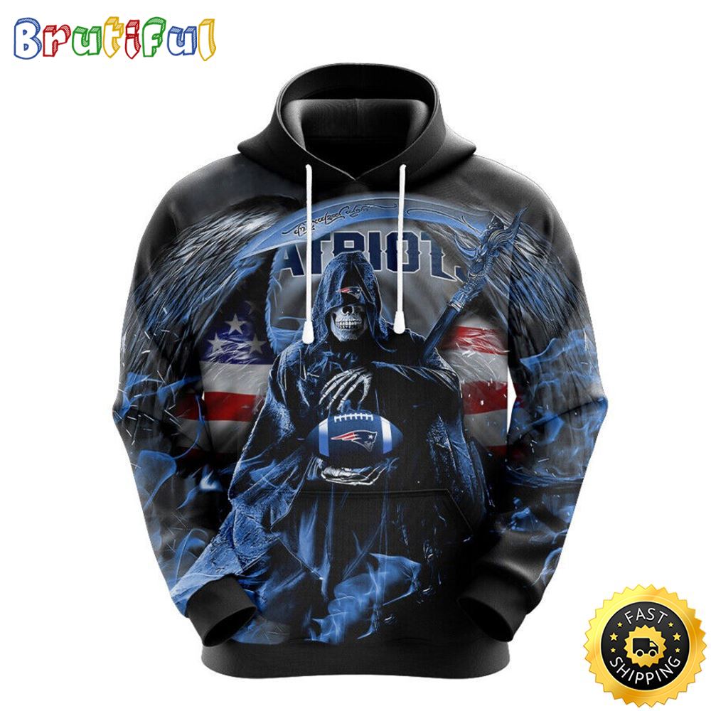 NFL New England Patriots 3D Hoodie All Over Print Skull Stay Cozy and Stylish