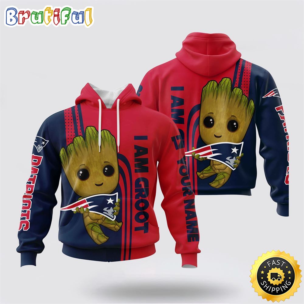 NFL New England Patriots 3D Hoodie Groot Score Big On Game Day