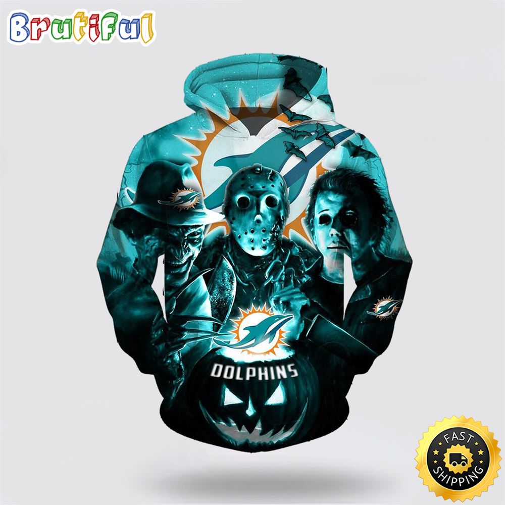 Nfl Miami Dolphins 3D Hoodie Horror Halloween Costumes For Men Women