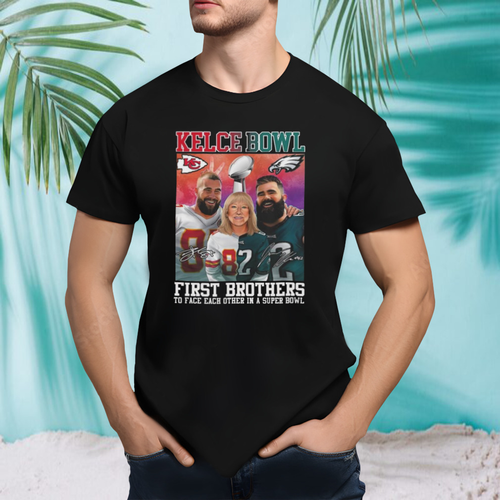 The first brother players to face each other 2023 Kelce Bowl signatures shirt