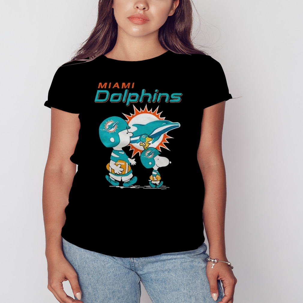 Miami Dolphins Peanuts Snoopy Charlie Brown And Woodstock T-shirt 2 Women's tshirt