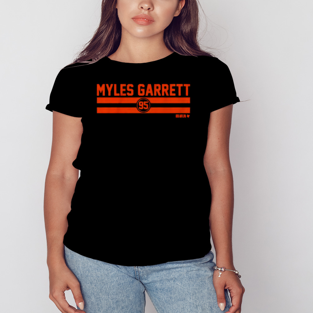 Myles Garrett Name Number Stripe Logo Design Shirt