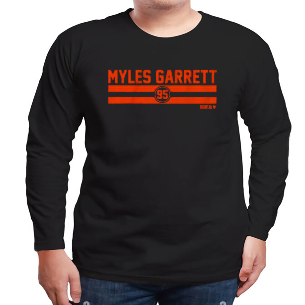 Myles Garrett Name Number Stripe Logo Design Shirt