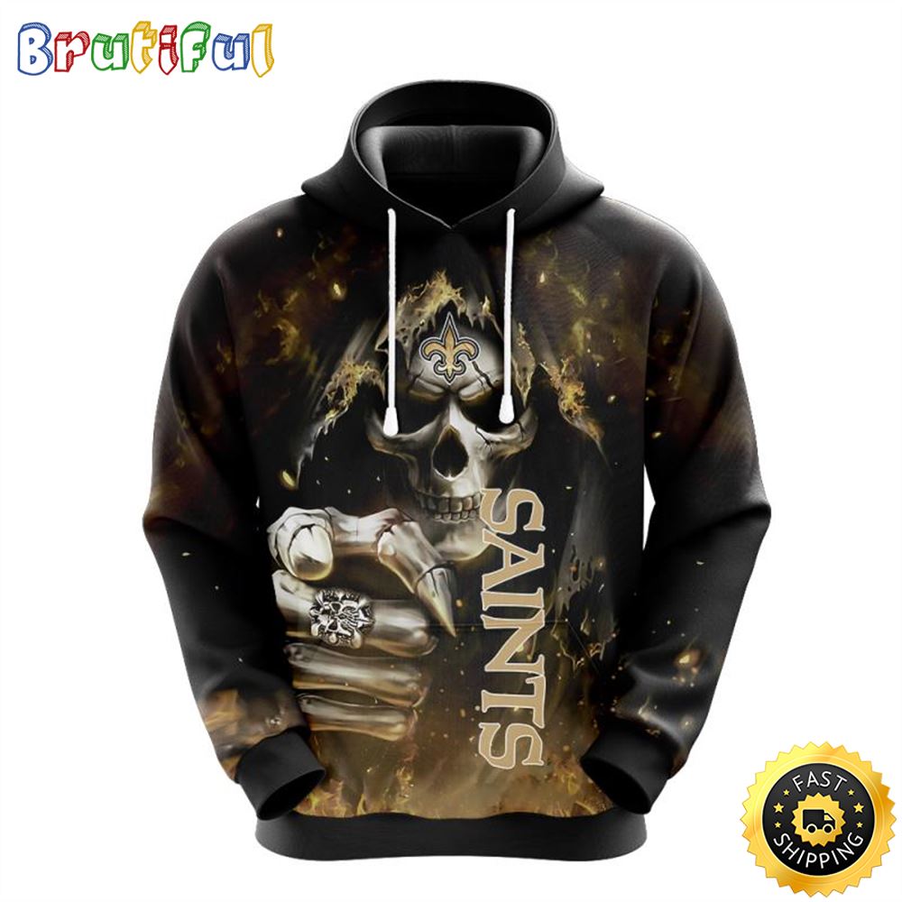 NFL New Orleans Saints 3D Hoodie All Over Print Skull Show Your Team Spirit