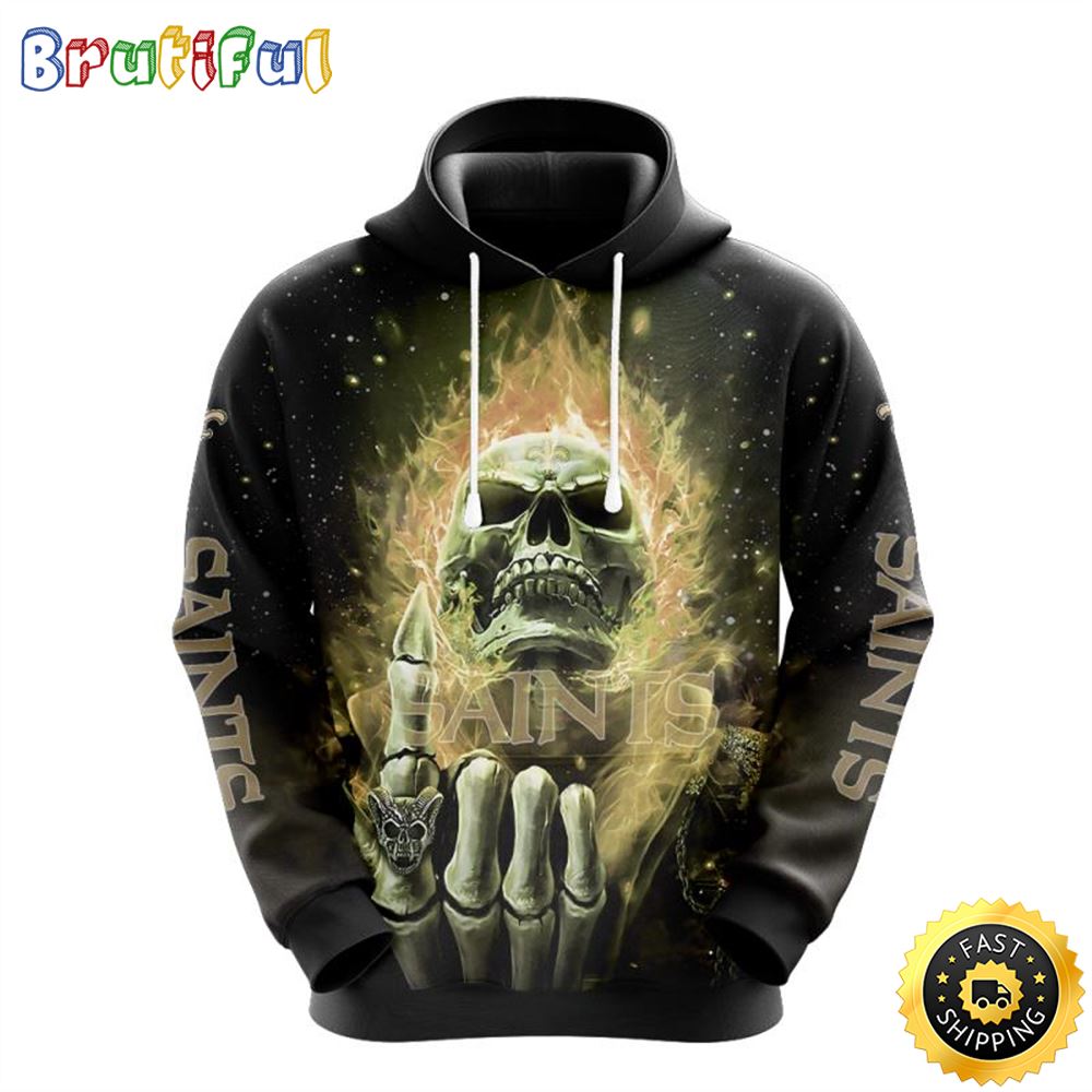 NFL New Orleans Saints 3D Hoodie All Over Print Skull Stand Out In The Crowd