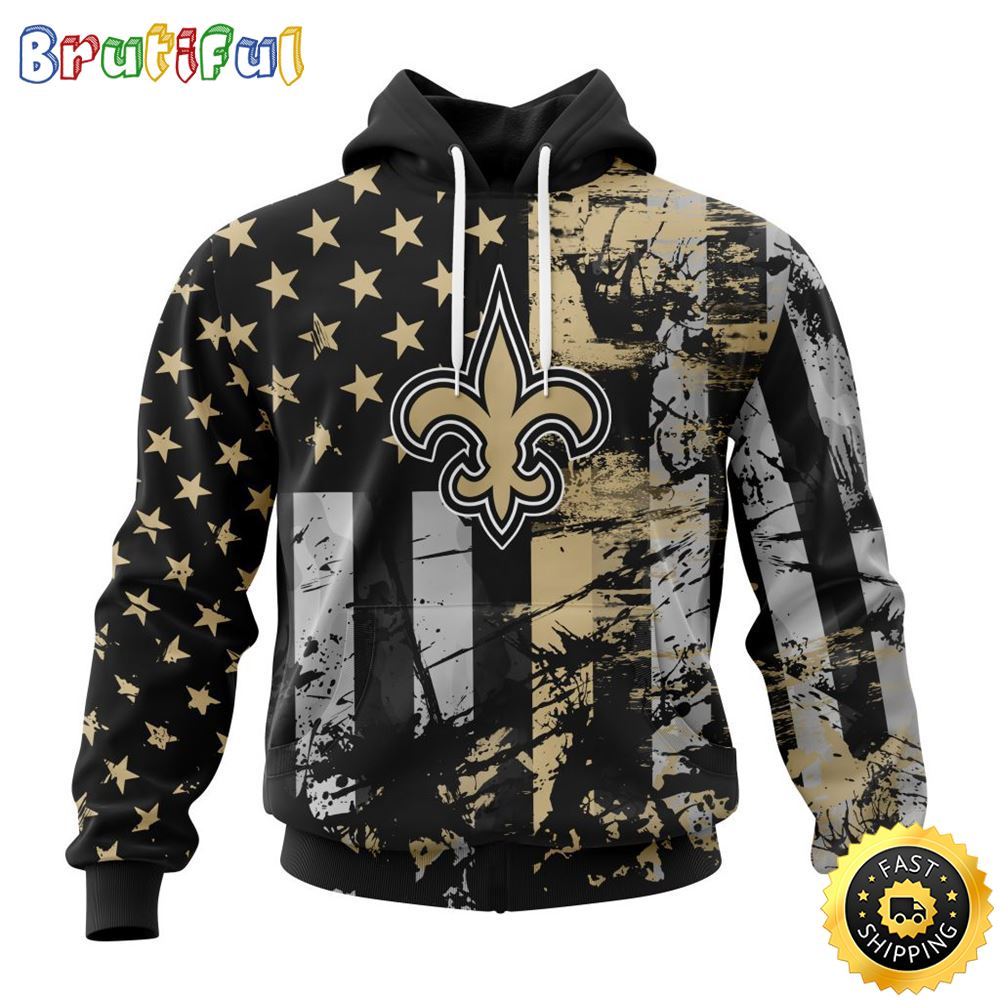 NFL New Orleans Saints 3D Hoodie Classic Grunge American Flag Stylish Warmth For Fans