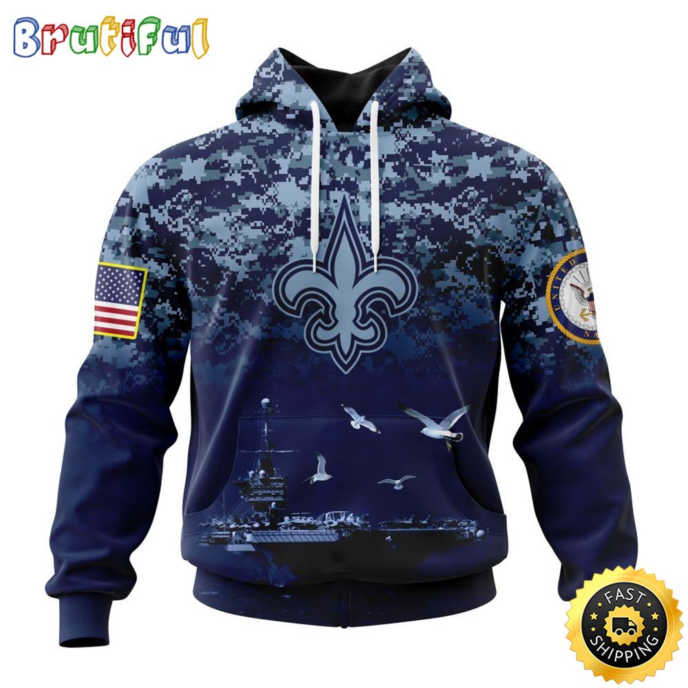 NFL New Orleans Saints 3D Hoodie Honor US Navy Veterans Stylish Gear For Fans