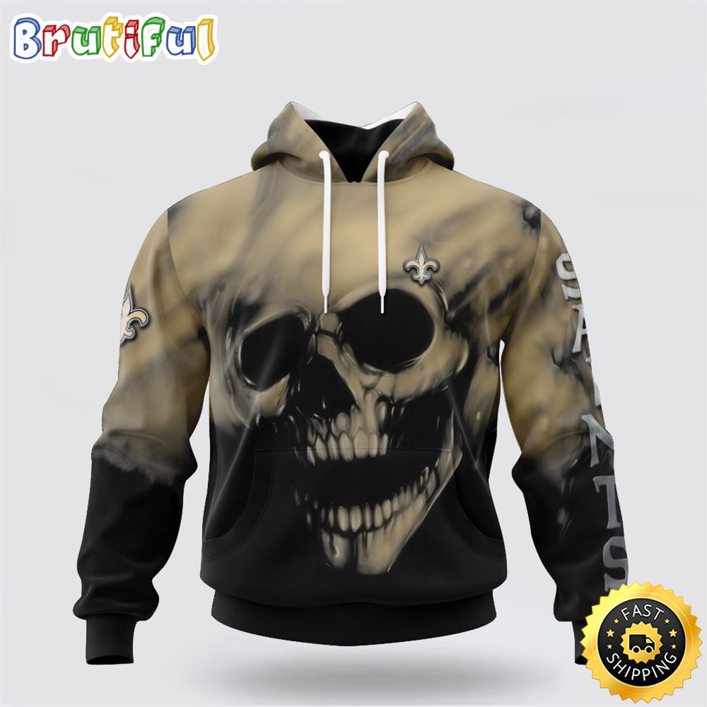 NFL New Orleans Saints 3D Hoodie Printed Halloween Skull Custom Name And Number Show Team Pride