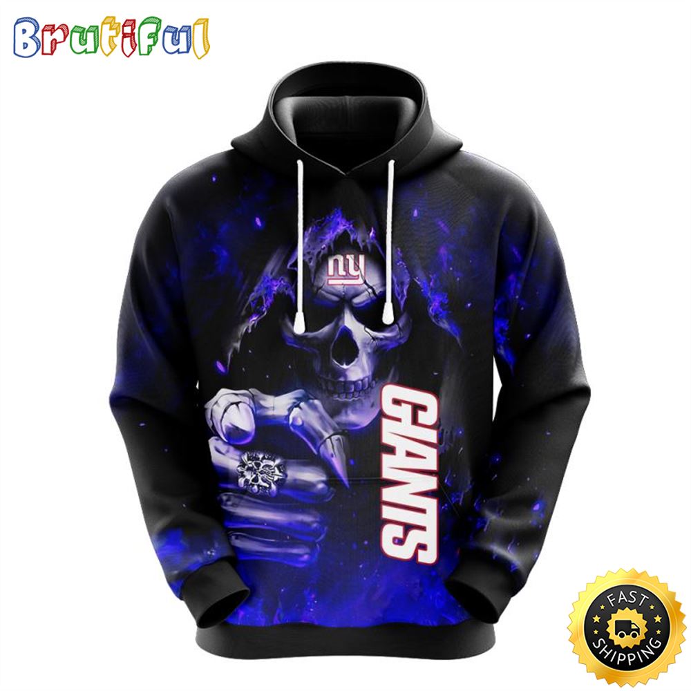 NFL New York Giants 3D Hoodie All Over Print Skull Show Your Team Spirit