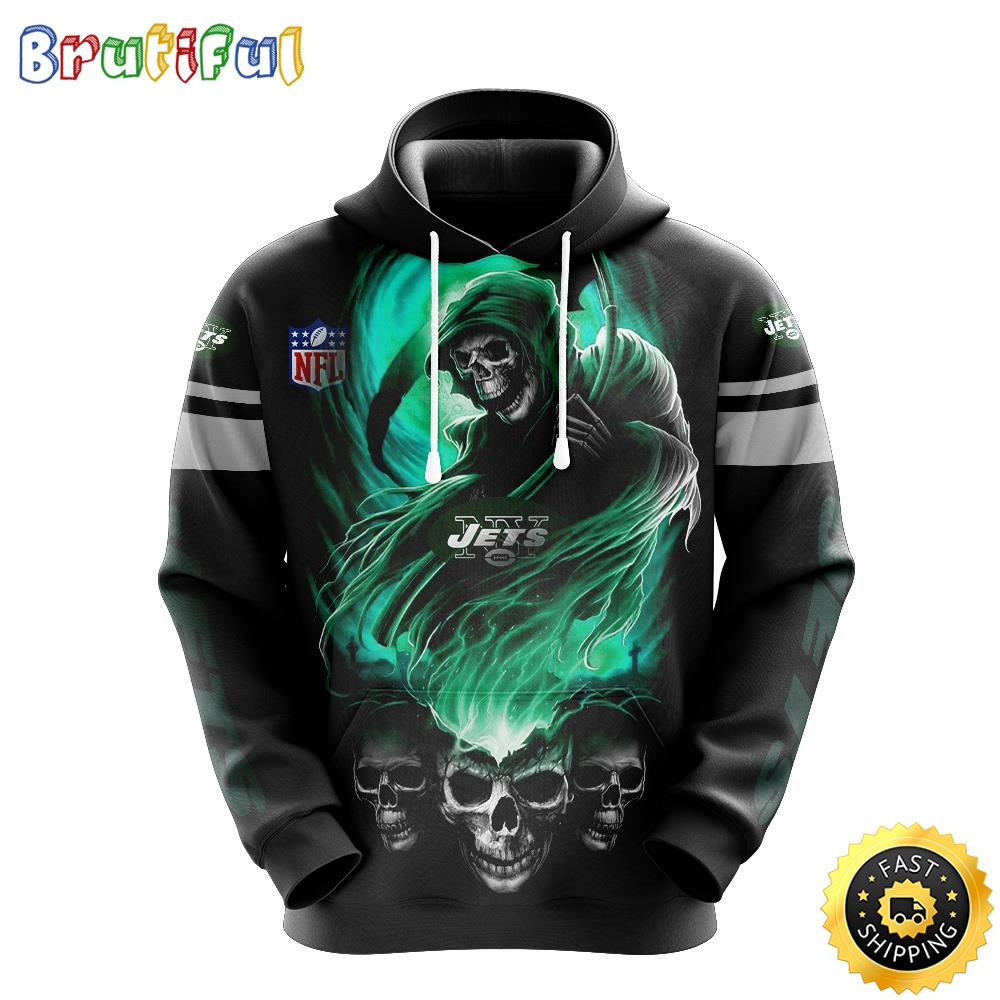 NFL New York Jets 3D Hoodie All Over Print Skull Embrace Team Pride