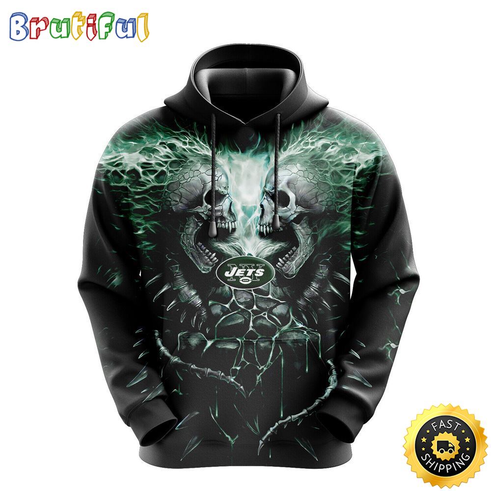 NFL New York Jets 3D Hoodie All Over Print Skull Game Day Essential