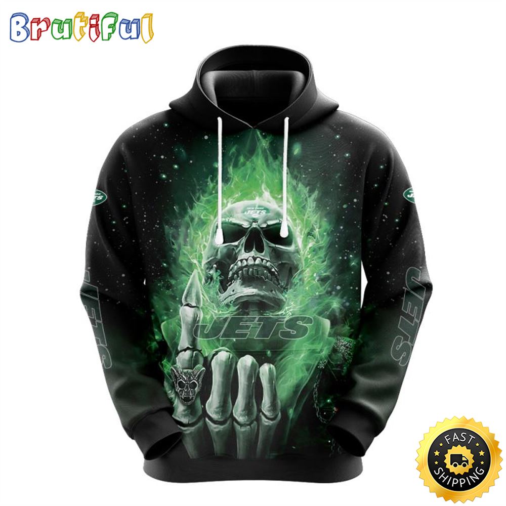 NFL New York Jets 3D Hoodie All Over Print Skull Show Your Team Spirit