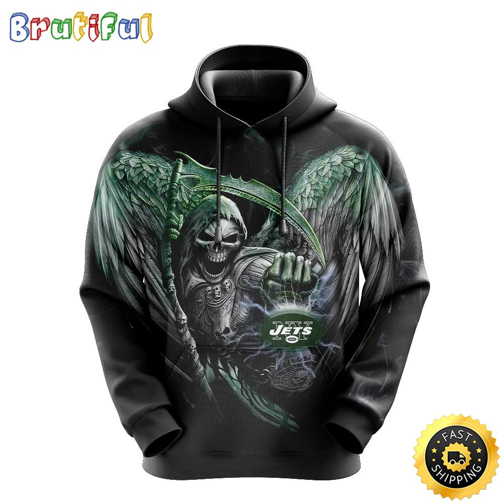 NFL New York Jets 3D Hoodie All Over Print Skull Stand Out In The Crowd