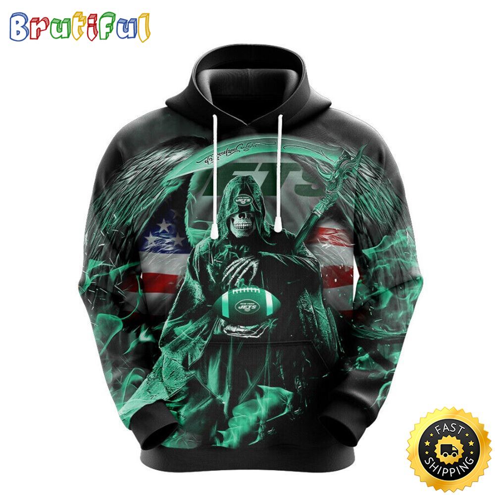 NFL New York Jets 3D Hoodie All Over Print Skull Ultimate Fan Gear