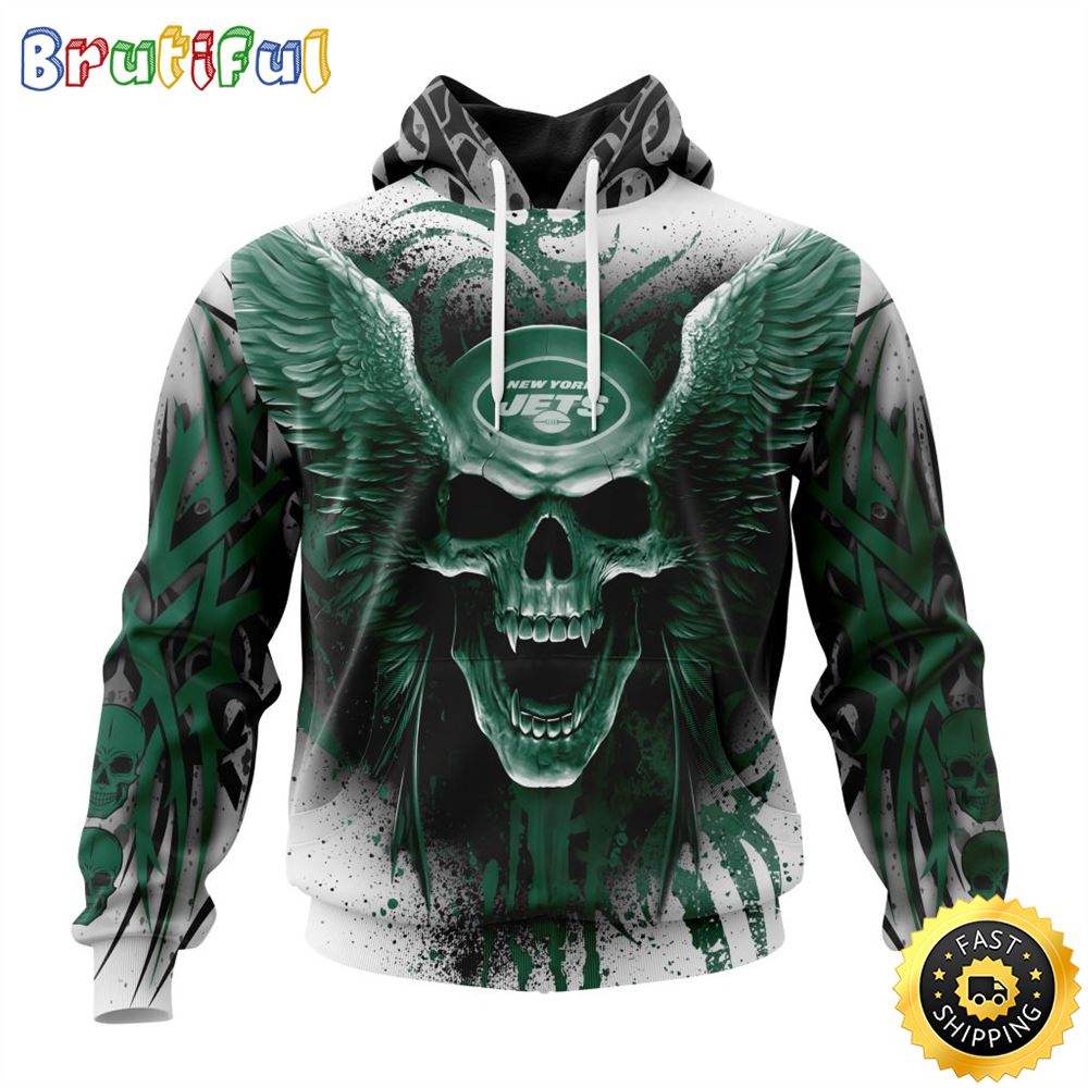 NFL New York Jets 3D Hoodie All Over Print Special Kits With Skull Unite In Team Colors