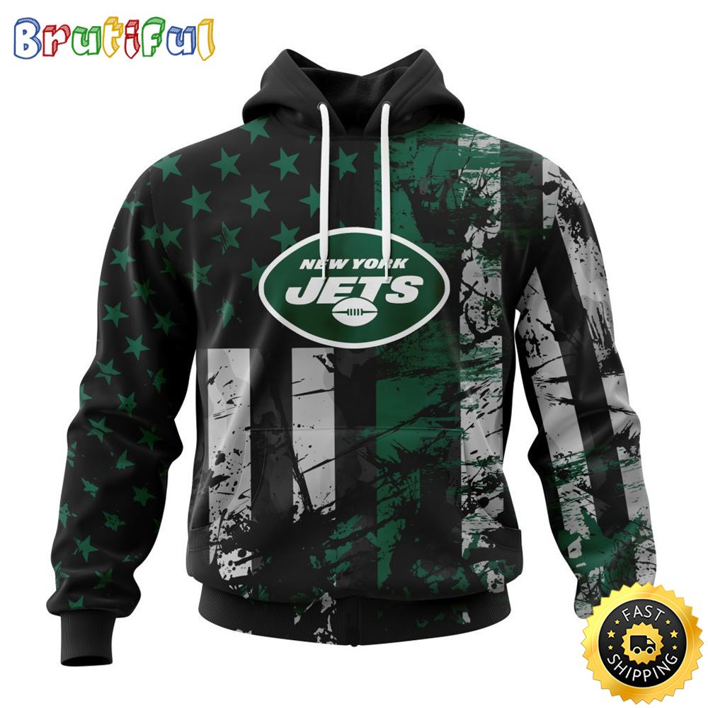 NFL New York Jets 3D Hoodie Classic Grunge American Flag Stylish Warmth For Fans