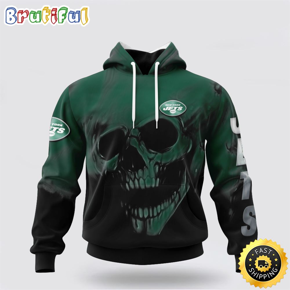 NFL New York Jets 3D Hoodie Printed Halloween Skull Custom Name And Number Show Team Pride