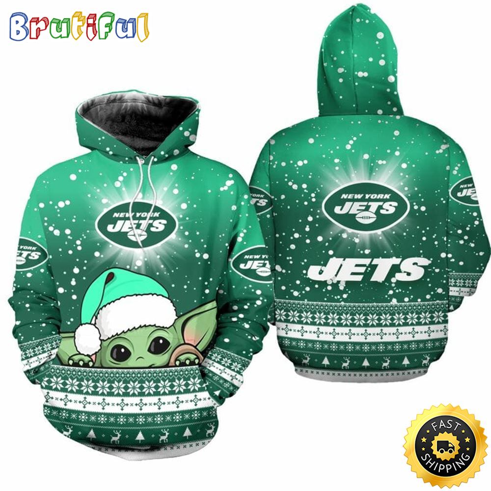 NFL New York Jets Baby Yoda Christmas Football Christmas Hoodie All Over Print Shirt