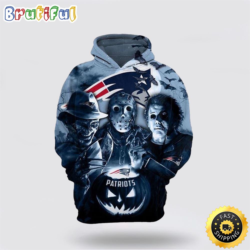 NFL Patriots New England All Over Print 3D Hoodie Horror Gift For Football Fans