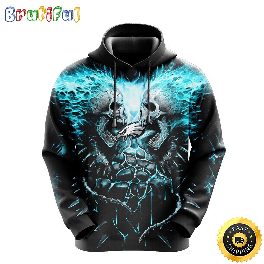 NFL Philadelphia Eagles 3D Hoodie All Over Print Skull Game Day Essential