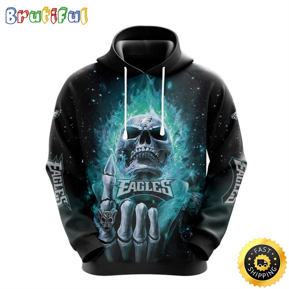 NFL Philadelphia Eagles 3D Hoodie All Over Print Skull Stand Out In The Crowd