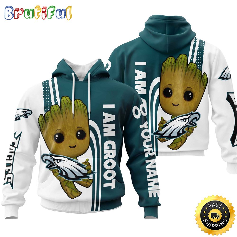 NFL Philadelphia Eagles 3D Hoodie Groot Score Big On Game Day