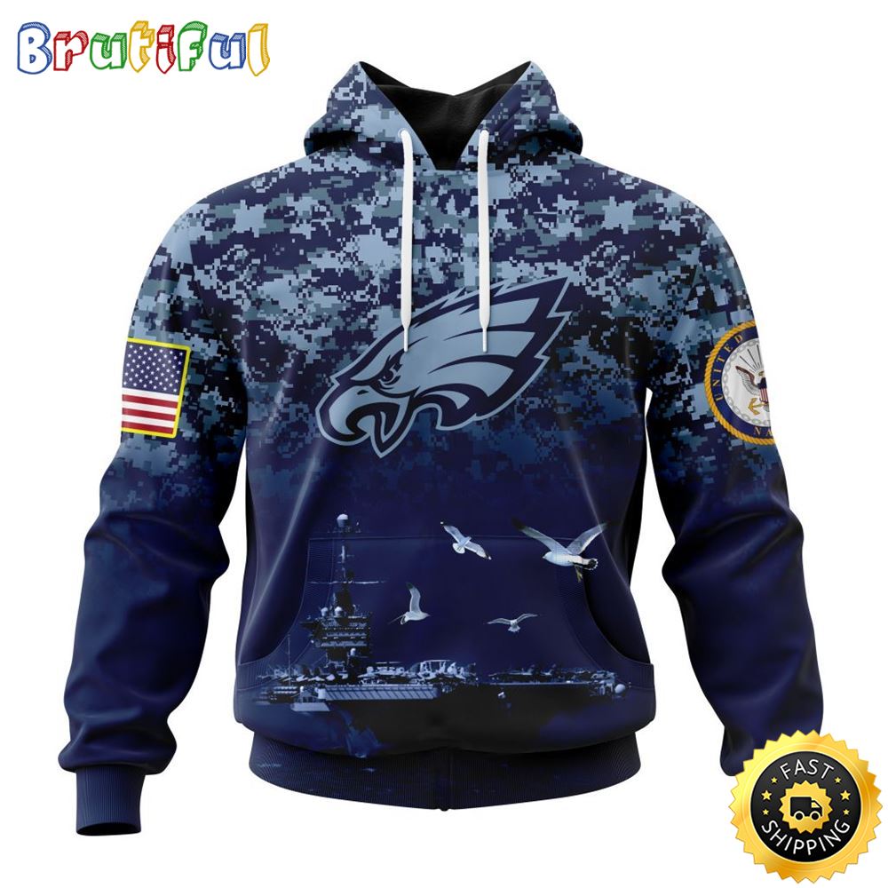 NFL Philadelphia Eagles 3D Hoodie Honor US Navy Veterans Stylish Gear For Fans